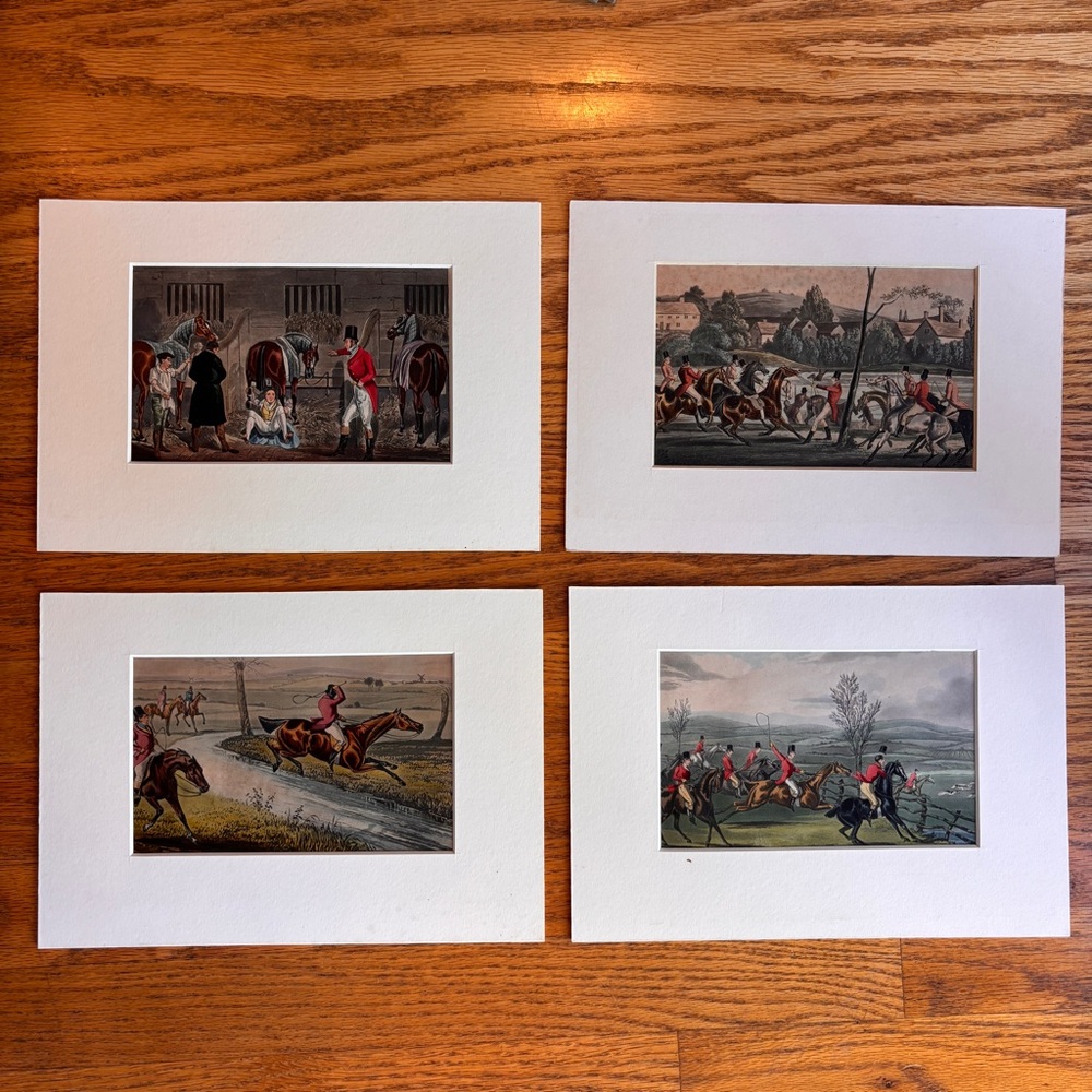 4 English Equestrian Scene Art Prints by Henry Alken